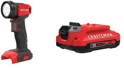 CRAFTSMAN V20 LED Work Light with Lithium Ion Battery, 2.0-Amp Hour, Charger Sold Separately (CMCL020B & CMCB202)