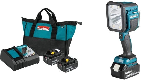 Makita マキタ BL1840BDC2 18V LXT Lithium-Ion Battery and Rapid Optimum Charger Starter Pack (4.0Ah) with DML812 18V LXT Lithium-Ion Cordless L.E