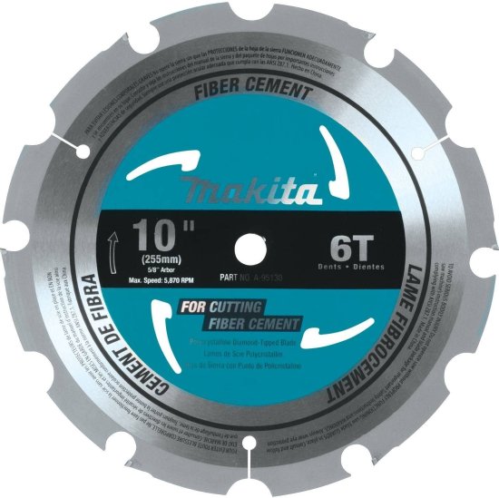 Makita マキタ A-95130 Fiber Cement 6T PCD Miter Saw Blade, 10"