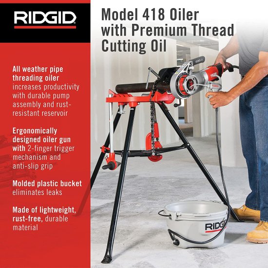 RIDGID 10883 Model 418 Pipe Threading Oiler, All Weather Oiler with Oil Reservoir and Pump Assembly for Pipe Threading Oil , grey_1