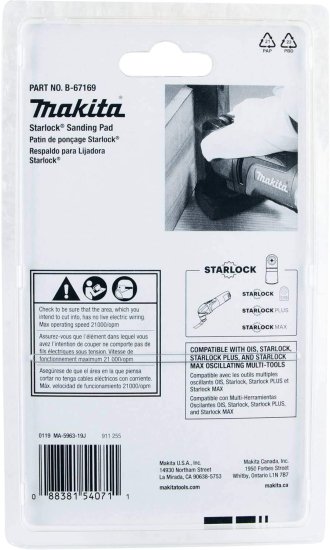 Makita マキタ XMT04ZB 18V LXT? Lithium-Ion Sub-Compact Brushless Cordless StarlockMax? Multi-Tool, Tool Only &amp; B-67169 Starlock? Sanding Pad_6