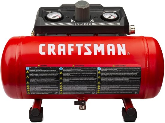 Craftsman 1.5 Gallon 3/4 HP Portable Air Compressor, Max 135 PSI, 1.5 CFM@90psi, Oil Free Air Tank, Electric Air Tool, CMXECXA0200141A , Red