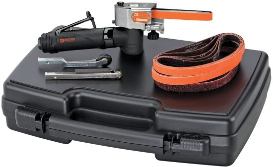 Dynabrade (MNF1K) Mini-NitroFile Abrasive Belt Tool Versatility Kit | Ergonomic 7 Degree Offset Handle, 0.4 hp 25000 RPM Pneumatic Motor | For 1