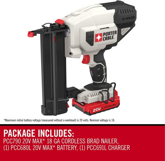 PORTER-CABLE 20V MAX* Cordless Brad Nailer Kit with 1 Battery, 18GA (PCC790LA)_2