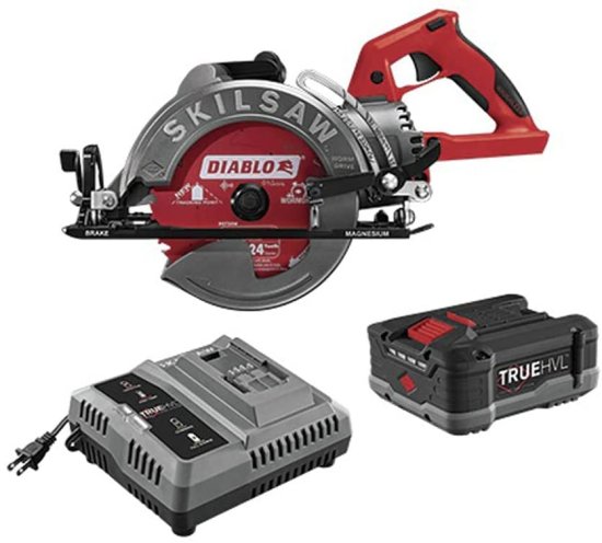 SKIL 7-1/4 IN. TRUEHVL Cordless Worm Drive SKILSAW with TRUEHVL Battery Diablo Blade-SPTH77M-12