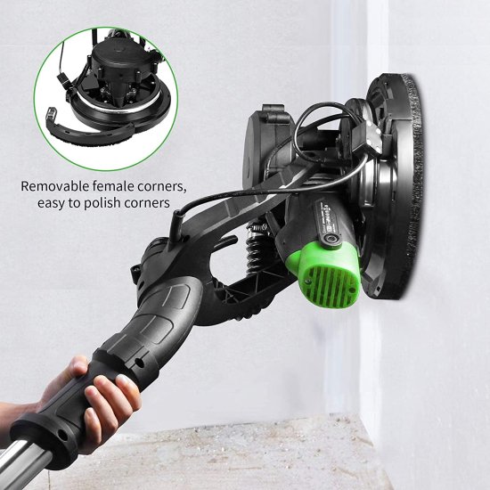 Drywall Sander, Ginour 750W Powerful Wall Sander, 7 Variable Speed 1000-1800RPM Electric Sander with LED Light, Extendable Handle, Portable Bag,_3