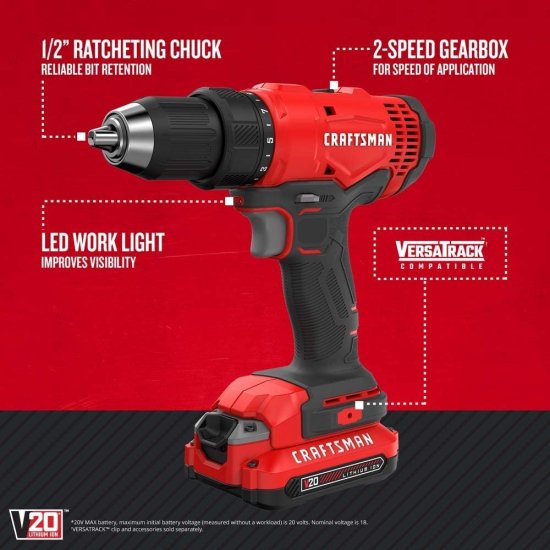 CRAFTSMAN V20* Cordless Drill/Driver Kit (CMCD701C2)_1