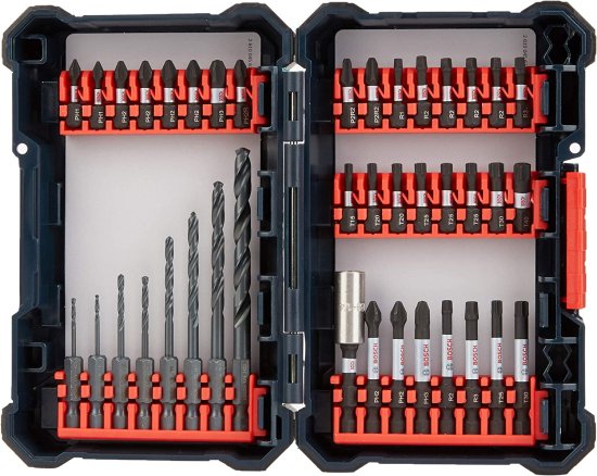 BOSCH ボッシュ PS21-2A 12V Max 2-Speed Pocket Driver Kit with 2 Batteries, Charger and Case & 40 Piece Impact Tough Drill Driver Custom Case Sys