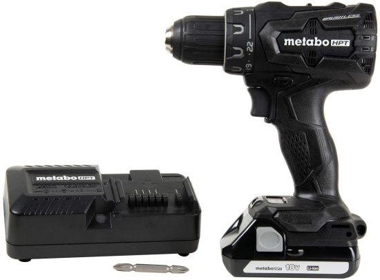 Metabo HPT DS18DBFL2QB 18V Cordless Driver Drill, 1.5 Ah Lithium Ion Battery, LED Light, Brushless, Lifetime Tool Warranty, Black Design