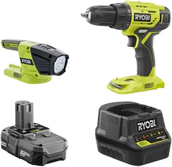 18-Volt Cordless 1/2 in. Drill/Driver Kit with Battery and Charger and LED Light by Ryobi (No Retail Packaging)