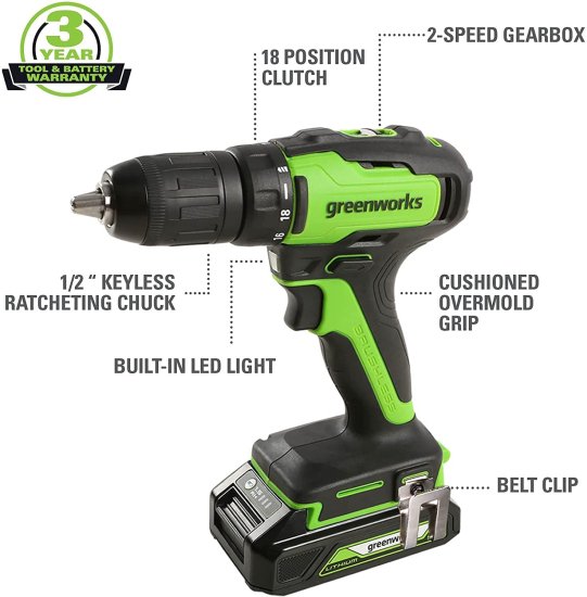 Greenworks 24V Brushless Drill/Driver + Impact Driver Combo Kit, with 20-Piece Impact Rated Driving Bit Set_1
