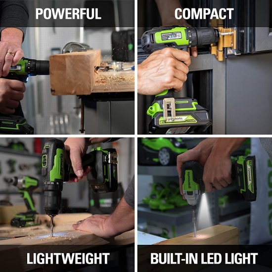 Greenworks 24V Brushless Drill/Driver + Impact Driver Combo Kit, with 20-Piece Impact Rated Driving Bit Set_4
