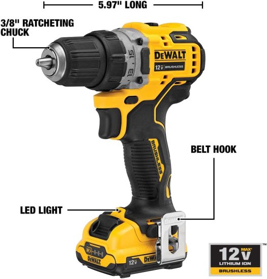 Dewalt デウォルト XTREME 12V MAX* Cordless Drill / Driver Kit, 3/8-Inch (DCD701F2)_1