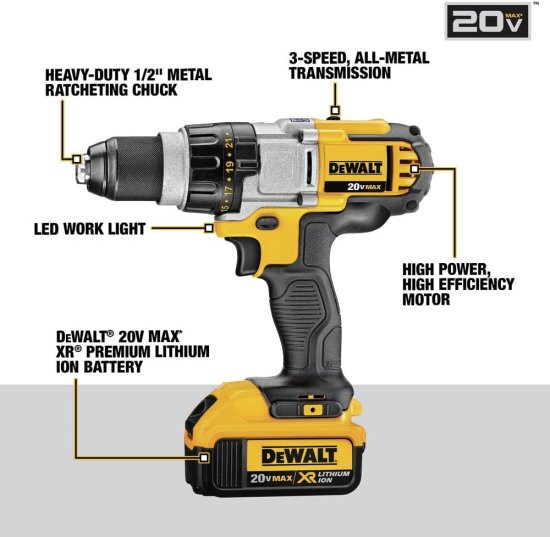 Dewalt デウォルト 20V MAX Drill/Driver, 3-Speed, Premium 4.0Ah Kit (DCD980M2)_4