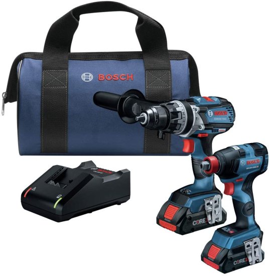 BOSCH ボッシュ GXL18V-224B25 18V 2-Tool Combo Kit with Connected Freak 1/4 In. and 1/2 In. Two-In-One Bit/Socket Impact Driver and Brute Tough 1