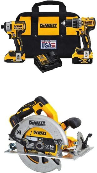 Dewalt デウォルト DCK287D1M1 20V Cordless Hammerdrill and Impact Driver Combo Kit  with DCS570B 7-1/4