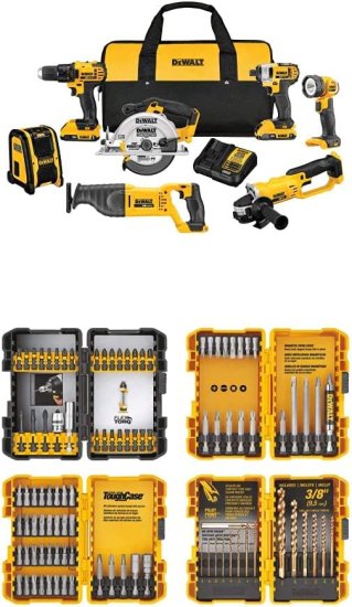 Dewalt デウォルト 20V MAX Combo Kit, Compact 7-Tool (DCK720D2) with Dewalt デウォルト DWA2FTS100 Screwdriving and Drilling Set, 100 Piece