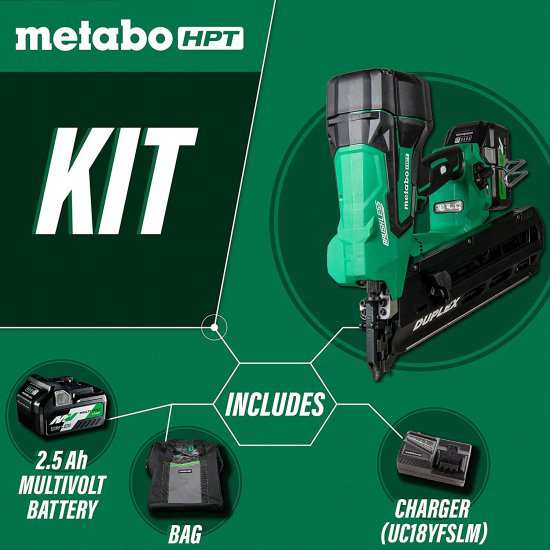 Metabo HPT 36V MultiVolt? Cordless Duplex Nailer | 21 Degree