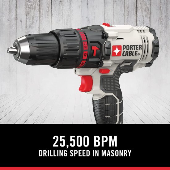 PORTER-CABLE 20V MAX Hammer Drill Kit, Compact, Cordless (PCC621LB)_5