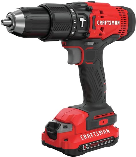 CRAFTSMAN V20 Cordless Hammer Drill Kit with Drill Bit Set/Screwdriver Set, 21-Piece, Titanium (CMCD711C2 &amp; CMAM3211)_1