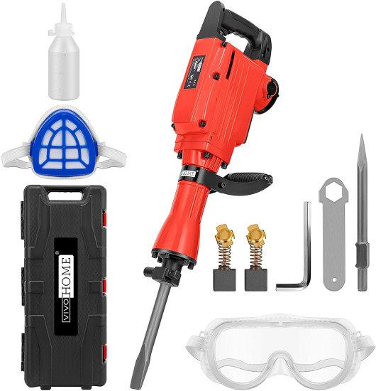 VIVOHOME 2200W 400 RPM Electric Demolition Jack Hammer Heavy Duty Concrete Breaker Drills Kit with Carrying Case Gloves Goggle and Removal tools 38,480円