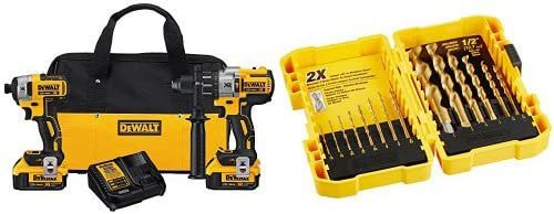 Dewalt デウォルト DCK299M2 20V MAX XR Lithium Ion Brushless Premium Hammerdrill & Impact Driver Combo Kit 4.0 Ah with Titanium