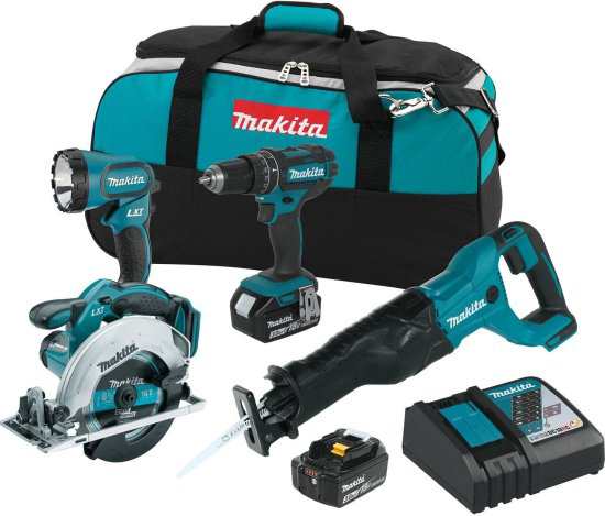 Makita マキタ XT442 18V LXT 3.0 Ah Lithium-Ion Cordless Combo Kit (4 Piece)