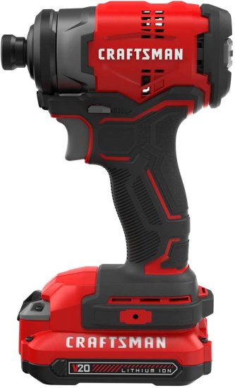 CRAFTSMAN CMCF810C2 V20 20-Volt Max Variable Speed Brushless Cordless Impact Driver, Red