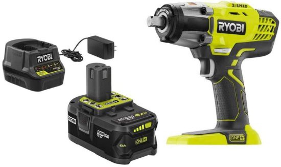 Ryobi P261K 18V Cordless 3-Speed 1/2 in. Impact Wrench Kit with (1) 4 Ah Battery, Charger and Bagのサムネイル