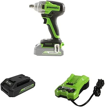 Greenworks 24V 1/2-Inch Brushless Impact Wrench, 2.0Ah (USB Hub) Battery and Charger Included