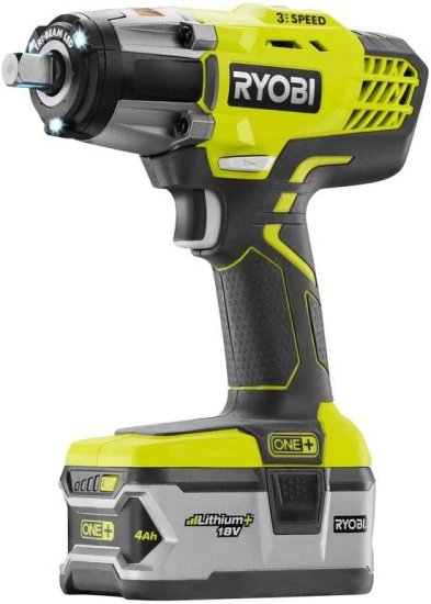 Ryobi P1833 3-Speed 1/2-Inch Impact Wrench Kit