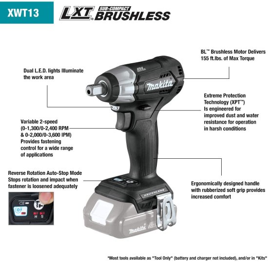 Makita マキタ XWT13RB 18V LXT Sub-Compact 1/2" Impact Wrench_1