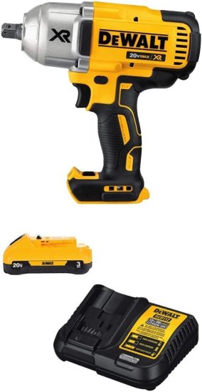Dewalt デウォルト DCF899B 20v MAX XR Brushless High Torque 1/2" Impact Wrench with Detent Anvil (Tool Only) with DCB230C 20V Battery Pack