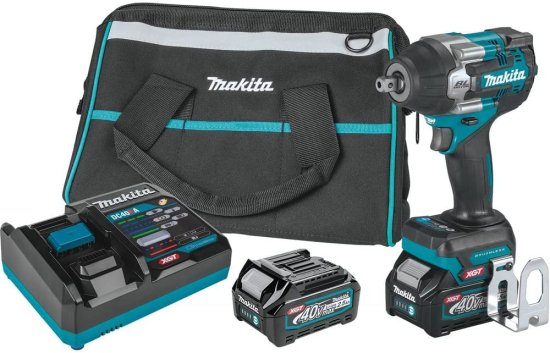 Makita マキタ GWT08D 40V Max XGT Brushless Lithium-Ion Cordless 4-Speed Mid-Torque 1/2 in. Sq. Drive Impact Wrench Kit with Detent Anvil and 2 B
