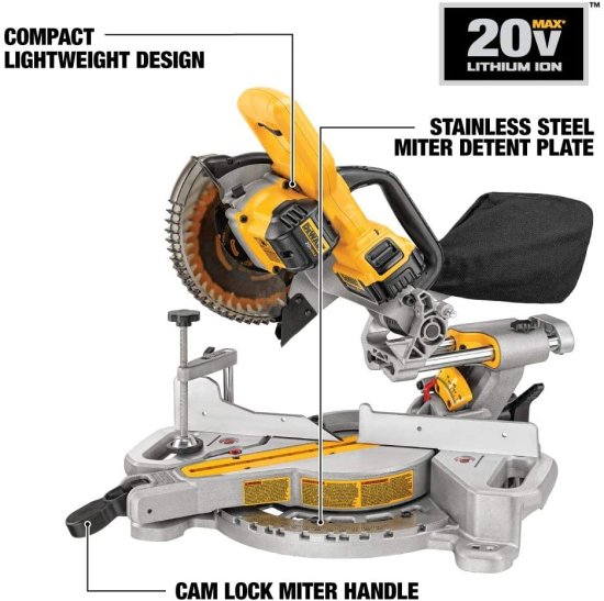 Dewalt デウォルト 20V MAX* 7-1/4-Inch Miter Saw, Cordless (DCS361M1)_1