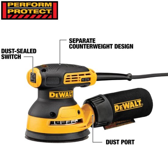 Dewalt デウォルト Random Orbit Sander, 5-Inch (DWE6423K) &amp; DWV9000 Universal Connector_2