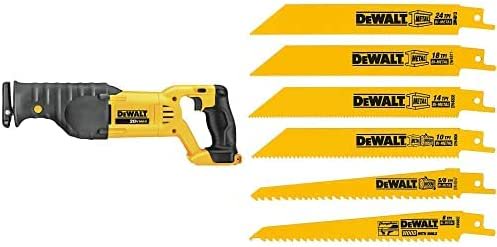 Dewalt デウォルト DCS380B 20-Volt MAX Li-Ion Reciprocating Saw (Tool Only) with DW4856 Metal/Woodcutting Reciprocating Saw Blade Set, 6-Pieceの通販は