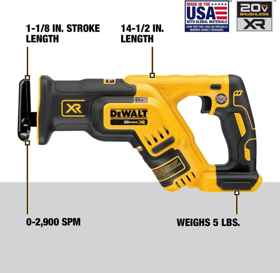 Dewalt デウォルト 20V MAX* XR Reciprocating Saw, Compact, Tool Only (DCS367B)_1