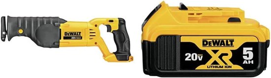 Dewalt デウォルト 20V MAX* Reciprocating Saw, Tool Only (DCS380B) & 20V MAX XR Battery, Lithium Ion, 5.0Ah (DCB205)