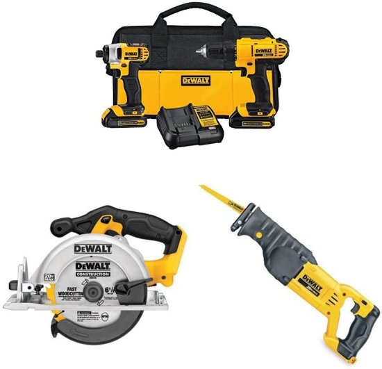 Dewalt デウォルト Lithium Drill Driver with Li-Ion Circular Saw and Reciprocating Saw