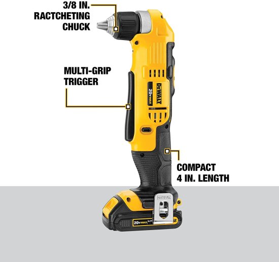 Dewalt デウォルト 20V MAX Right Angle Cordless Drill/Driver Kit (DCD740C1)_2