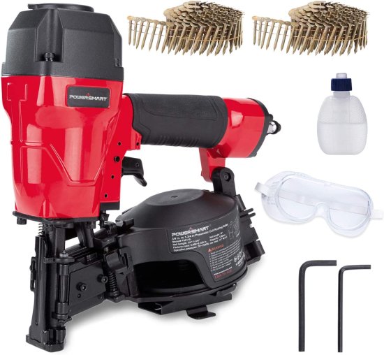 PowerSmart Roofing Nailer, 15 Degree Roofing Nail Gun with Safety Goggles, 3/4-Inch to 1-3/4-Inch Coil Nails, 120 PCS Load Capacity Coil Nailer 37,400円