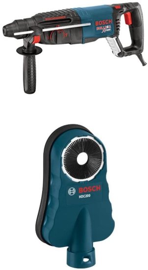 BOSCH ボッシュ 11255VSR SDS-plus BULLDOG Xtreme Rotary Hammer with SDS-Max HDC200 Dust Collection Attachment