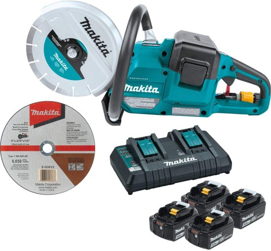 Makita マキタ XEC01PT1 18V X2 (36V) LXT? Lithium-Ion Brushless Cordless 9" Power Cutter Kit, with AFT?, Electric Brake, 4 Batteries (5.0 Ah)