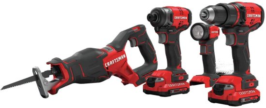 CRAFTSMAN V20 Craftsman Drill Combo, Cordless, 4-Tool (CMCK420D2)