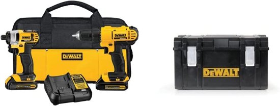 Dewalt デウォルト DCK240C2 20v Lithium Drill Driver/Impact Combo Kit (1.3Ah) with DWST08203H Tough System Case, Large