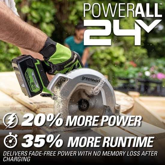 Greenworks 24V Cordless Brushless Drill + Brushless Impact Driver + Brushless 7-1/4-inch Circular Saw Combo Kit with 2×2Ah Batteries with 2A Ch_6