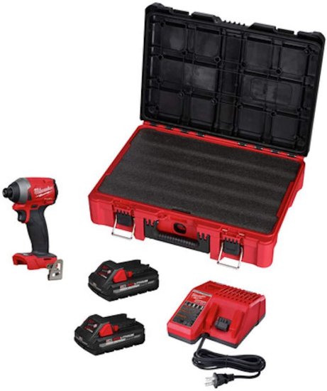 Milwaukee M18 FUEL 18-Volt Lithium-Ion Brushless Cordless 1/4 in. Hex Impact Driver Kit with Two 3.0 Ah Batteries and PACKOUT Case (Model# 2853-