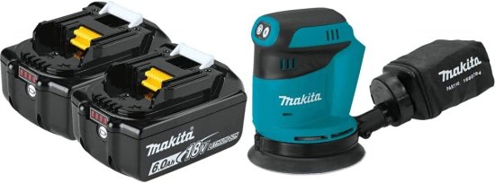 Makita マキタ BL1860B-2 18V LXT Lithium-Ion 6.0 Ah Battery (2 Pack) & XOB01Z 18V LXT Lithium-Ion Cordless 5" Random Orbit Sander, Tool Only 55,620円