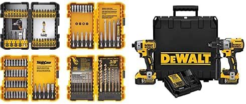 Dewalt デウォルト DCK299P2 20V MAX XR 5.0Ah Premium Cordless Hammerdrill & Impact Driver Combo Kit with Dewalt デウォルト DWA2FTS100 Screwdrivin